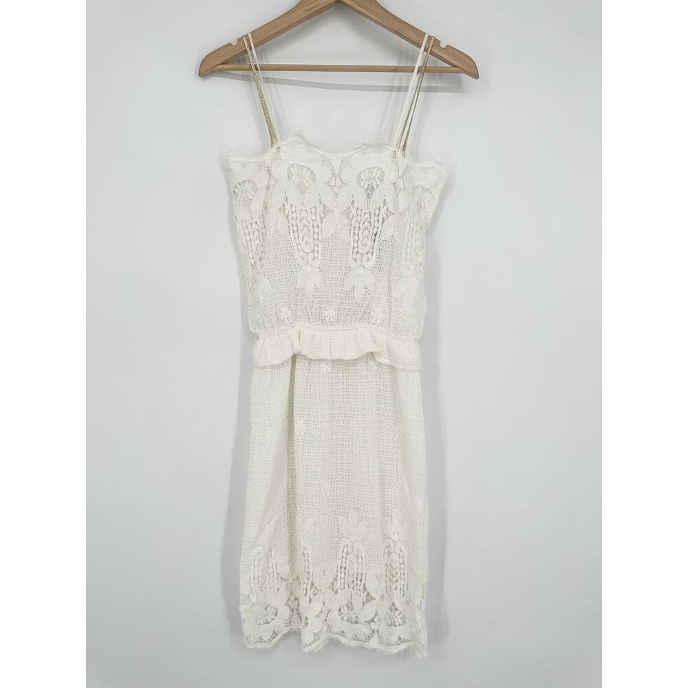 Miguelina Stella Scallop Lace Sheath Dress Floral Ruffle Knee Length Cottagecore - Picture 4 of 10